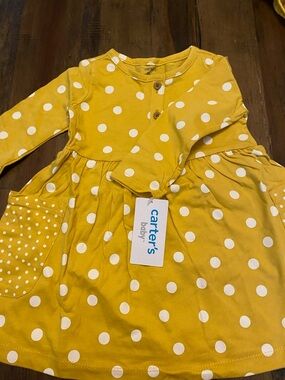 Carter's Yellow and White Polka Dot Long-Sleeve Dress